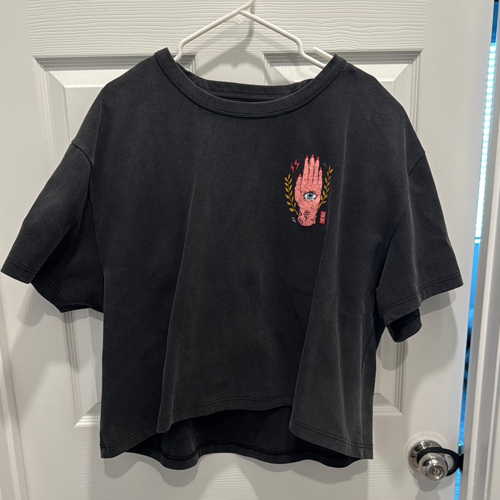 Black Graphic T-Shirt with Eye Design